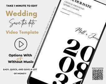 Video Save the Date Template for Wedding Invitations, Save the Date Video Invitation, Digital Save the Date Video Template, Wedding Invites
