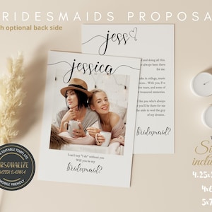 Photo Bridesmaid Proposal Card Template | Printable Canva Invitation | Will You Be My Bridesmaid Download | Modern Minimalist Boho