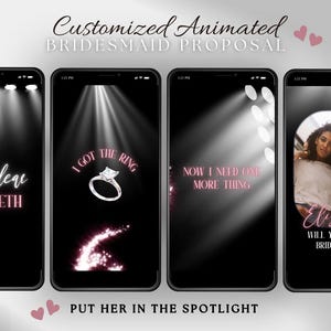 Bridesmaid Proposal Video, Will You Be My Bridesmaid/Maid of Honor, Digital Electronic Invitation, Custom Animated Video Text and Music BVP