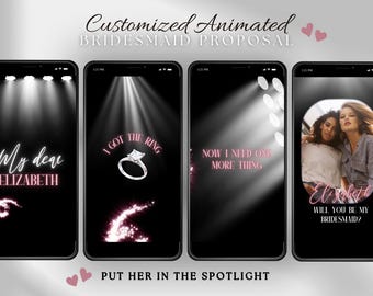 Bridesmaid Proposal Video, Will You Be My Bridesmaid/Maid of Honor, Digital Electronic Invitation, Custom Animated Video Text and Music BVP