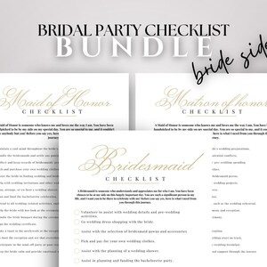 Bridal Party Duties Checklist, Printable Bridesmaid to-do list, Maid of Honor Roles Task List, Wedding Planning and Organization Tool Golden