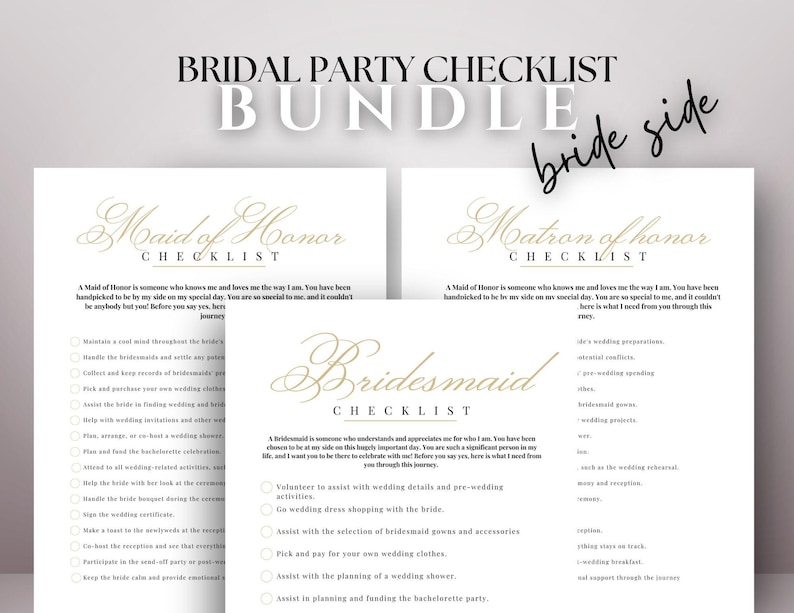 Bridal Party Duties Checklist, Printable Bridesmaid To-do List, Maid of ...
