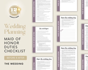 Maid of Honor Proposal Duties Checklist | Wedding Planner Binder | Bride Crew Responsabilities | MOH Bridal Party Organization Bachelorette