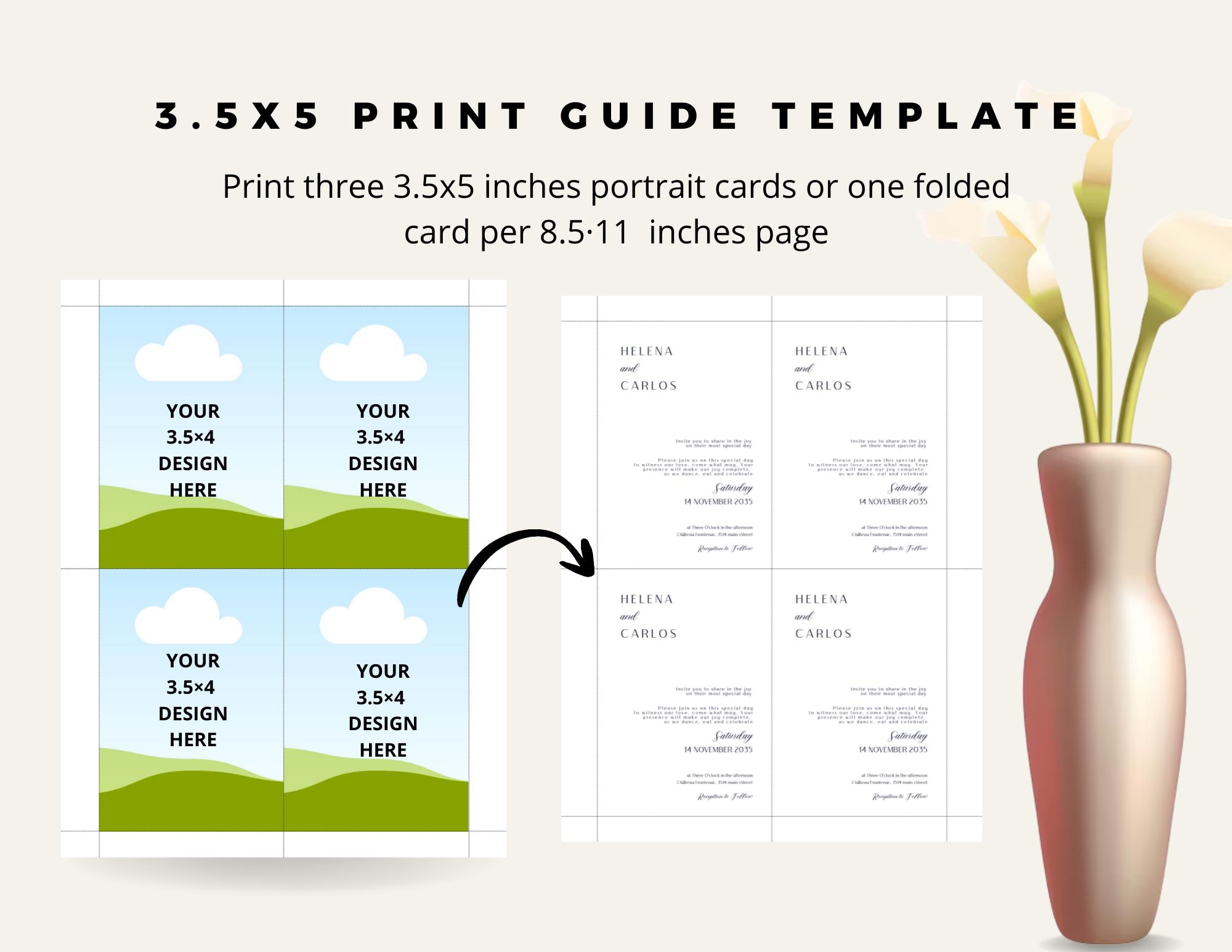 3.5x5 Portrait Invitation Card Printing Template, 3.5×5 Printing Cut ...