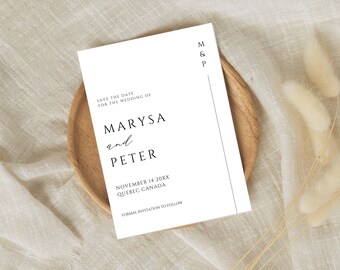 Photo Save the Date Invitation, Minimalist Modern Save the Date, Boho Save the Date Cards, Editable Canva Template Marysa