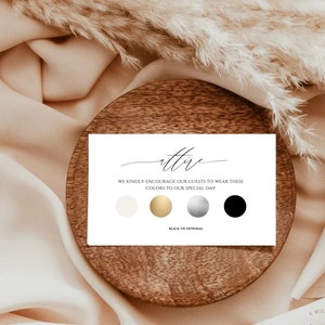 Wedding Attire Card Template, Wedding Color Palette Card, Wedding Guest Attire Card, Guest Dress Code Request Insert, Modern Wedding Marysa