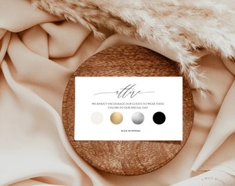 Wedding Attire Card Template, Wedding Color Palette Card, Wedding Guest Attire Card, Guest Dress Code Request Insert, Modern Wedding Marysa