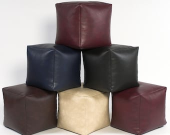 Beanbag Cube Footstool Faux leather Beanbags Bean Bag cube Ready Filled