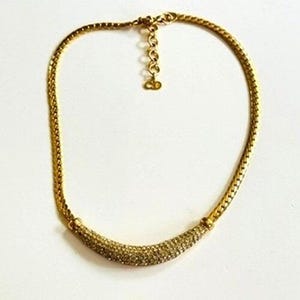 VTG Christian Dior Regal Signed necklace Gold Crystal elegant Designer high end