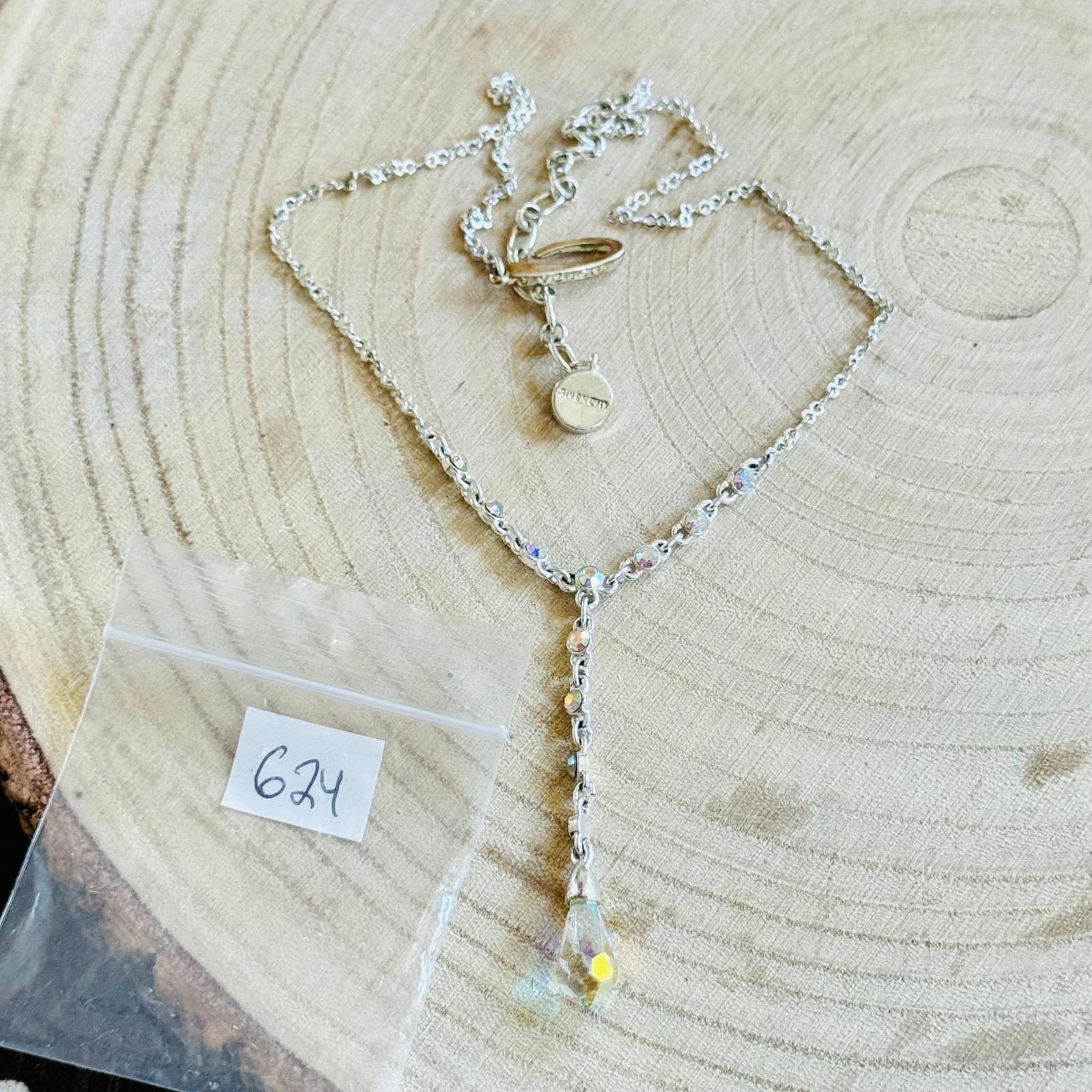 Givenchy Flex Y-drop Necklace Aurora Borealis Crystal Rhinestone