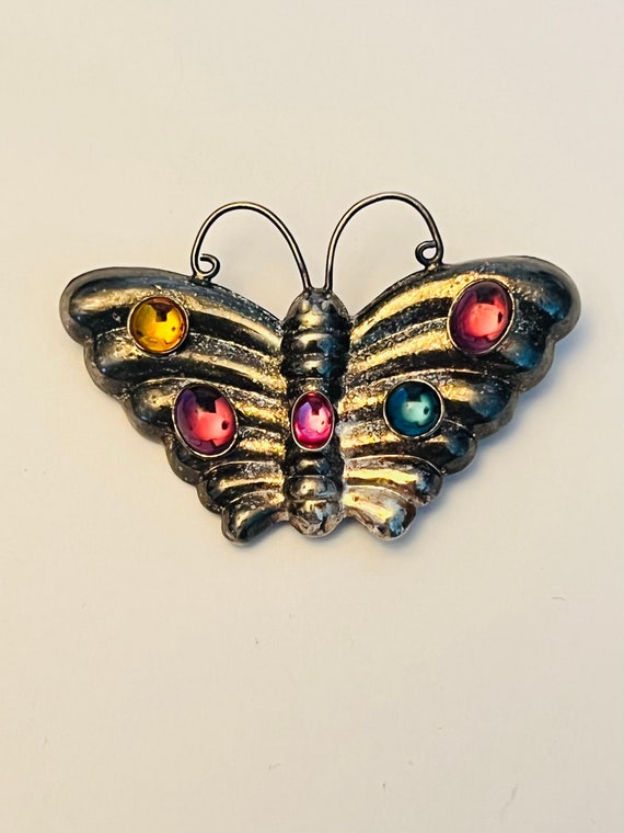 Brooch VTG Butterfly Pin 925 Sterling Silver meta… - image 4