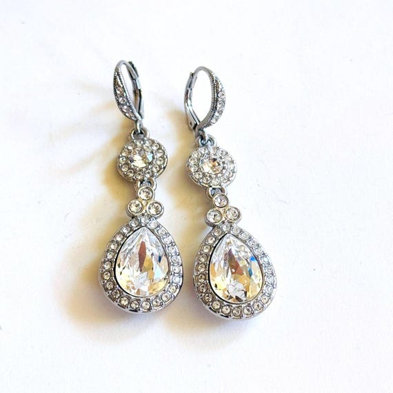 Givenchy Earrings dangle Post Crystal rhinestone … - image 1