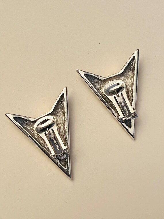 Christian Dior Earrings VTG Signed Rhinestone Sil… - image 3