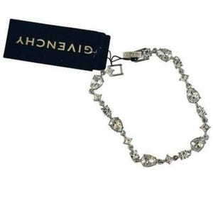 Pulsera Givenchy Tennis Flex con cristales y diamantes de imitación en plata, diseño de alta gama, nuevo en 18 cm