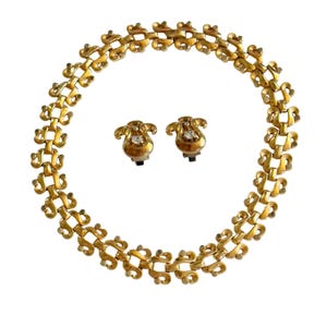 Vtg Joseph Mazer Jomaz Earrings Necklace Matching set Rhinestone sterling rare