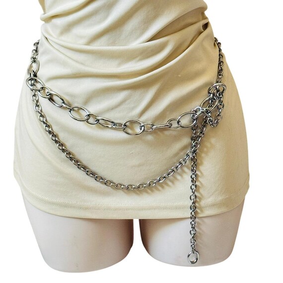 ST. John Chain Belt Logo Necklace VTG Signed Silver Tone  display picture 2