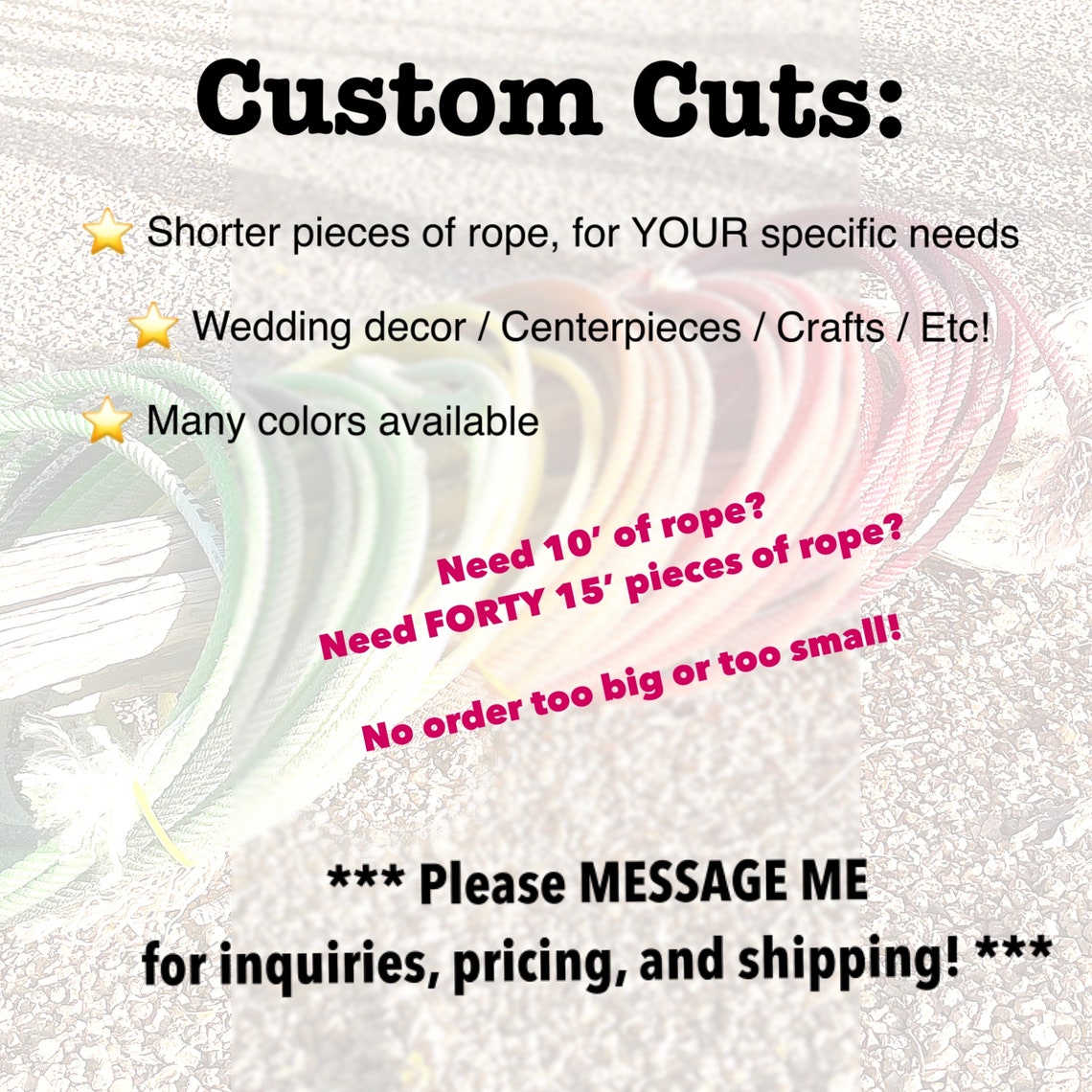 CUSTOM CUT Used Cowboy Ropes Lasso Lariat, for Western Weddings and ...