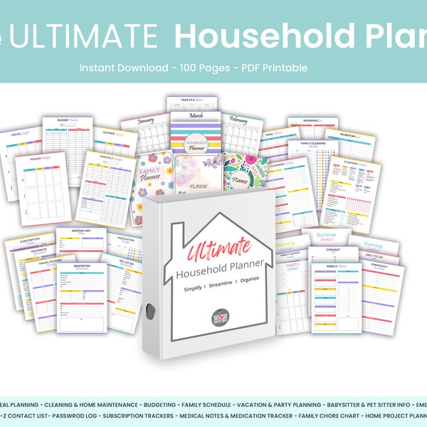 Household Planner - Household Printable Planner - Instant Download - Home Management Binder - Household Management Binder