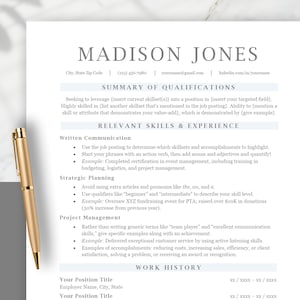 Functional Resume Template for Career Changers - ATS Resume Template - Resume Template for Word, Google Docs, and Pages - Combination Resume