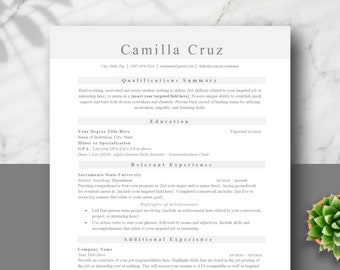 Student Resume Template, College Student Resume, Limited Experience Resume Template, Microsoft Word Resume, Google Docs Resume, ATS Resume