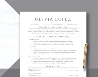 Functional Resume Template for Word, Google Docs, and Pages - ATS Resume Template - Career Change After 40 - Combination Resume