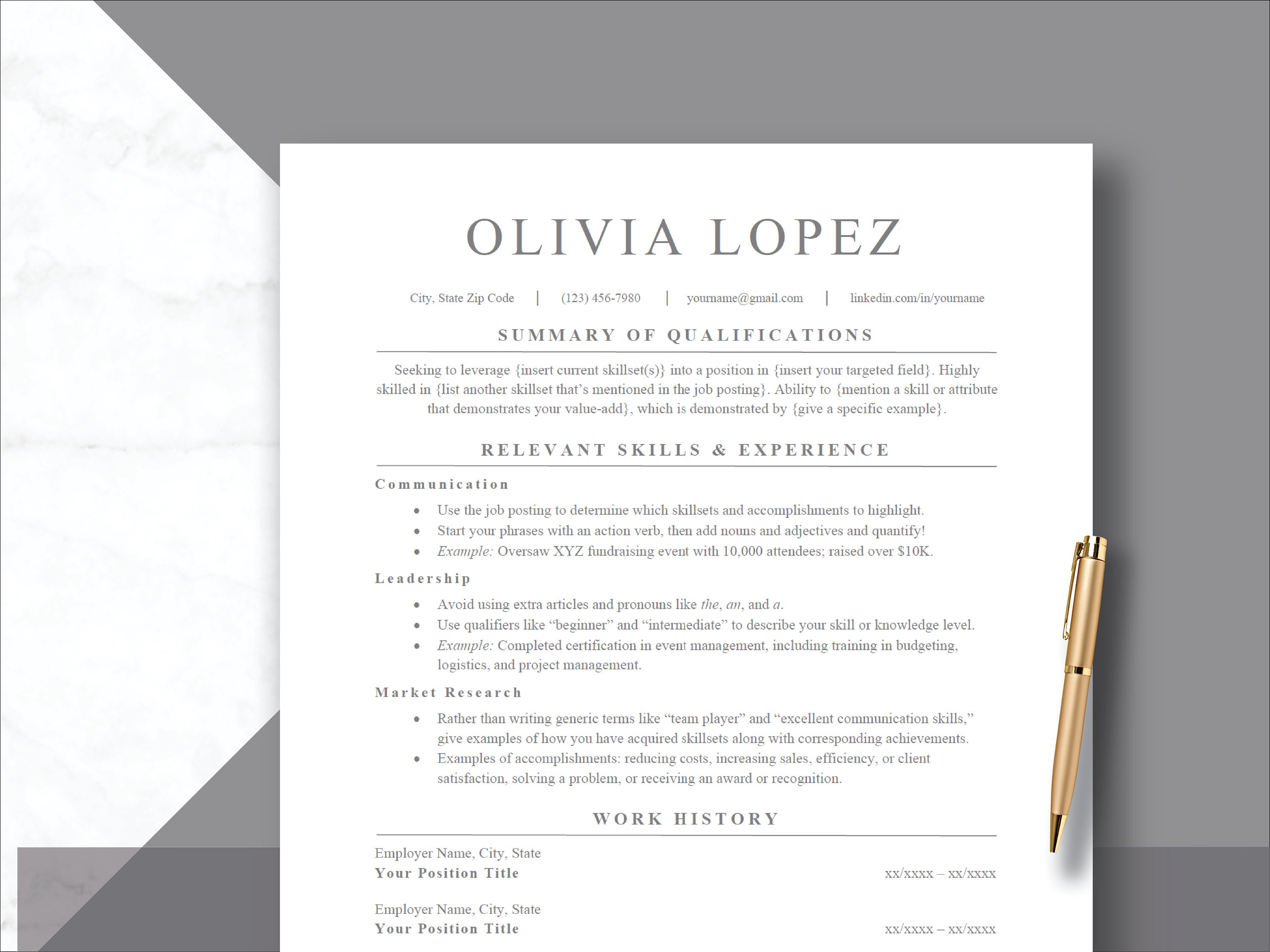 Functional Resume Template for Word, Google Docs, and Pages - ATS