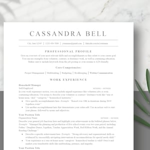 Plantilla de currículum de mamá que se queda en casa - Mamá que se queda en casa - Currículum ATS - Ejemplo de currículum Quédate en casa Mamá - Plantilla de currículum en Word - Plantilla de CV en Word