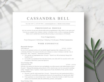 Stay at Home Mom Resume Template - Stay at Home Mom - ATS Resume - Resume Example Stay at Home Mom - Resume Template Word - CV Template Word