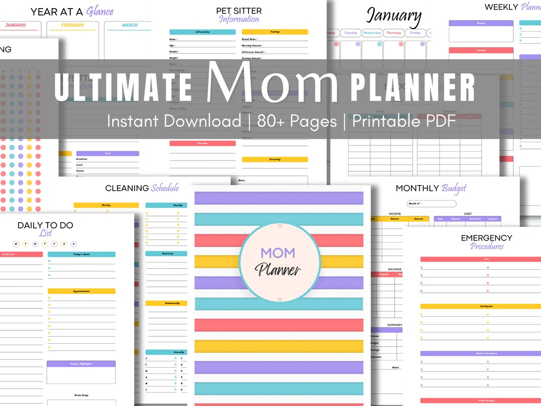 Busy Mom Printable Planner Household Printable Planner for Moms ...