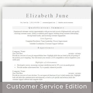 Customer Service Resume Template - Word Resume Template - Resume Template - Professional Resume Template - ATS Resume