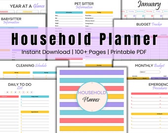 Home Organization Planner - Household Printable Planner - Instant Download - Home Management Binder - Home Organization Printable