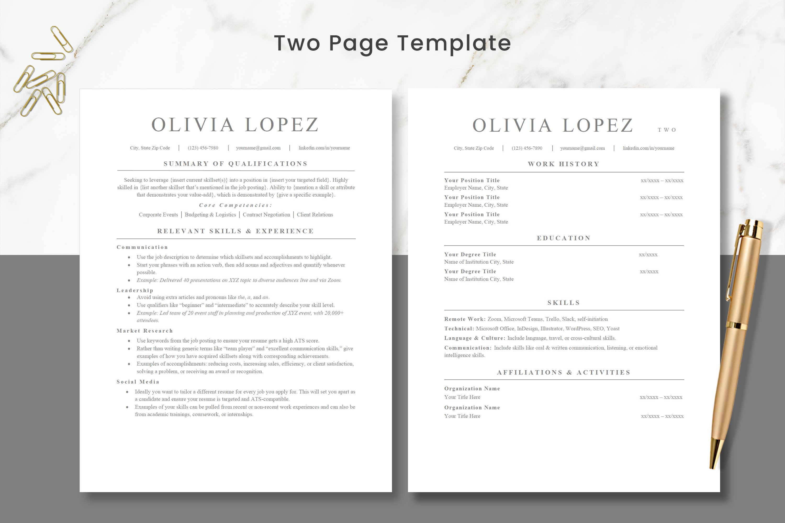 Functional Resume Template for Word, Google Docs, and Pages - ATS ...