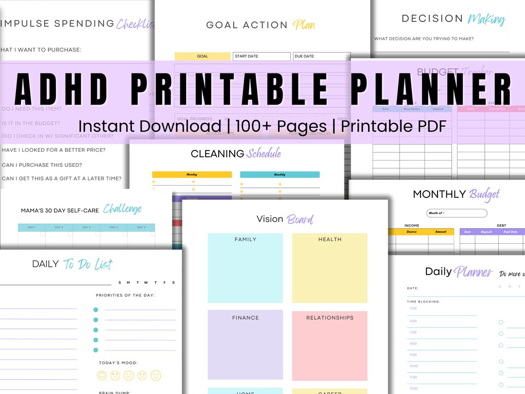 ADHD Printable Planner - ADHD Planner - Household Printable Planner ...