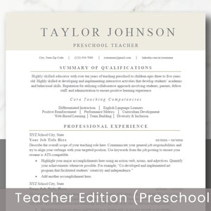 Plantilla de CV de profesor para Word, Google Docs, Pages - CV de profesor - CV de profesor y carta de presentación - CV de profesor - CV de educación