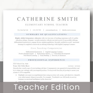 Teacher Resume Template for Word, Google Docs, Pages - Teacher Resume - Teacher Resume & Cover Letter - Resume Teacher - Education Resume