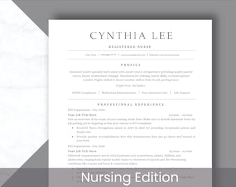 Nurse Resume Template for Word - Nurse Resume - Nurse Resume Template - Nursing CV - Microsoft Word Resume - Modern CV