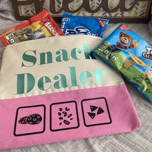 Snack Dealer Zipper Pouch | Snack Zipper Pouch | Pink & Teal  Zipper Pouch