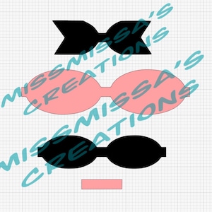 May include: Digital design elements for crafting, featuring a black bow, a pink bow, a black oval shape, and a pink rectangle. The text "MISS MISSA'S CREATIONS" is watermarked across the image.