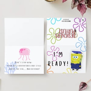 Tarjeta de graduación inspirada en Bob Esponja / Tarjeta de graduación con descarga digital / Tarjeta de graduación de Fondo de Bikini / Tarjeta de graduación de 2025