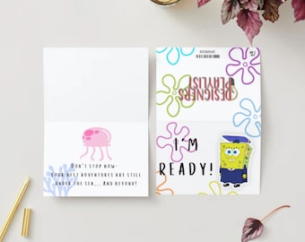 SpongeBob Inspired Grad Card | Digital Download Grad Card | Bikini Bottom Graduation Card | 2025 Grad Card