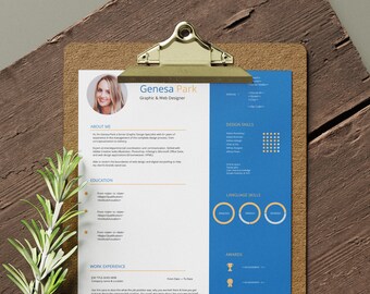 Resume Template Google Docs + Word + Pages, Cv Template with Photo, Creative Resume Template, Cv Template Professional, Cv Template Modern