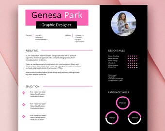 Resume Template Google Docs + Word + Pages, Cv Template with Photo, Creative Resume Template, Cv Template Professional, Cv Template Modern