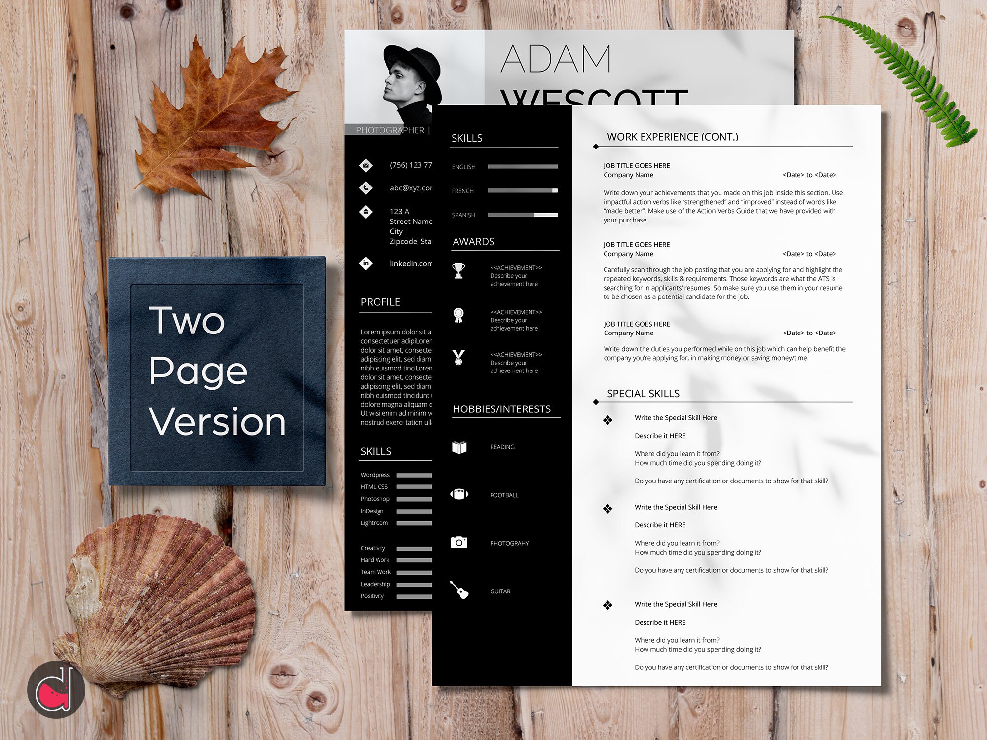 Resume Template Cv Template With Photo Professional Resume - Etsy
