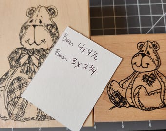 Sellos de goma vintage de osito de peluche Judith – Patchwork Bear Crafting (©1991)