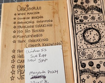 Sellos navideños vintage – Diseños navideños de Sue Rupp, manualidades para hacer tarjetas