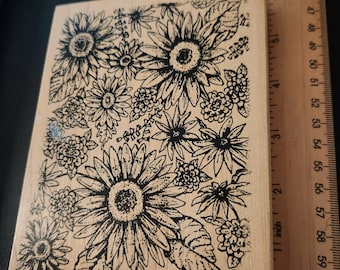 Northwoods Floral Rubber Stamp – Large Botanical Background – Wood Mounted – Unused – Card Making & Journaling