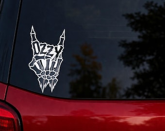 Pegatina de vinilo de la mano esquelética de Ozzy / Rock On Heavy Metal