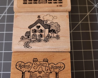 Sellos de goma con diseño de casas vintage – Estilo cottagecore, diarios creativos, manualidades de scrapbooking