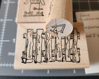 Juego de sellos de goma Judith Vintage Birdhouse – Sellos artesanales con detalles de valla de jardín