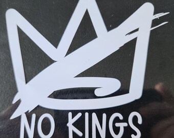 Vinilo adhesivo "No Kings" / Símbolo de corona con barra inclinada / Pegatina antimonárquica / Calcomanía de protesta / Vinilo blanco de 5x5